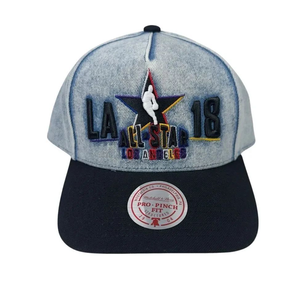 Rare Mitchell & Ness NBA All Star Weekend 2018 Los Angeles Denim SnapBack Hat